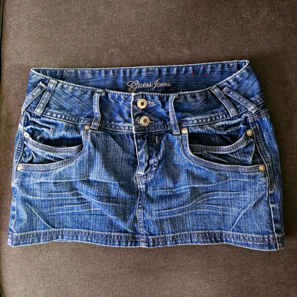 Guess Blue and Silver Mini Cargo Skirt Size 27